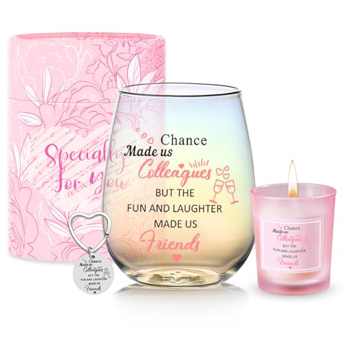Yalucky Colleagues Stemless Wine Glass Chance Made Us Colleagues Leaving Gifts for Colleagues Coworkers Women Friends Personalised Leaving Thank You Retirement Gifts for Women Birthday New Job
