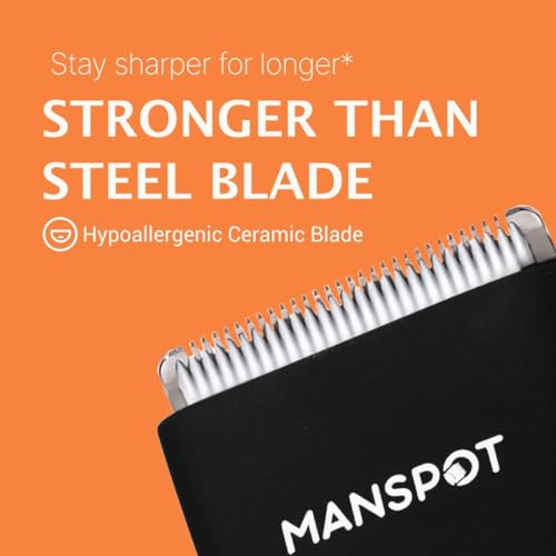 Image of MANSPOT Manscape Groin Hair Trimmer for Men, Electric Ball Trimmer /Shaver, Replaceable Ceramic Blade Heads, Waterproof Wet /Dry Groin & Body Shaver Groomer,90 Minutes Shaving After Fully Charged