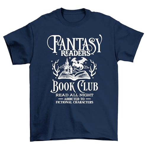 T-shirt Fantasy Readers Unite! - Hilarious Book Club Edition, 100% cotone, design unisex, perché i veri eroi indossano libri e ridono!, Marina Militare, 9-11 Years