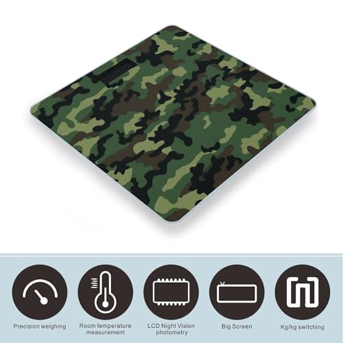 Báscula Digital Verde con Patrón Militar de Vidrio Templado miniatura 3