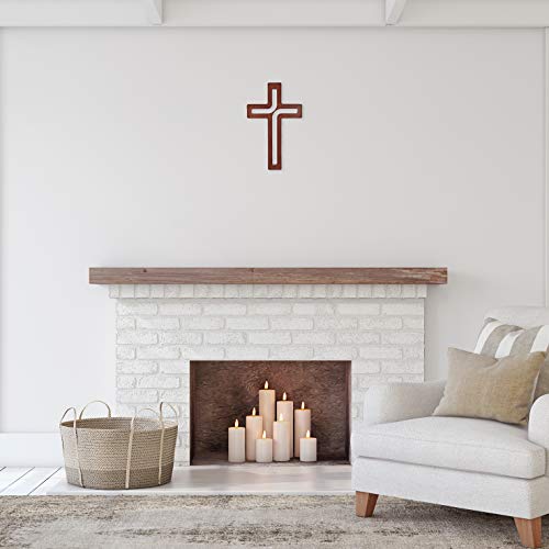 4Soul Wall Cross | Wooden Cross For Wall | Home Wall Decor | Decorative Hanging Cross 10 Inch (Brown) 10 Tall #TOP5