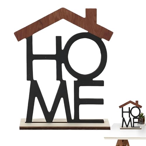 CHENNAN 1 juego Letras decorativas de madera «HOME» con base de madera Home Relax Letras Negras MDF Letras Madera Decoración letra inglesa hueca para salón y decoración de habitaciones (Negro)