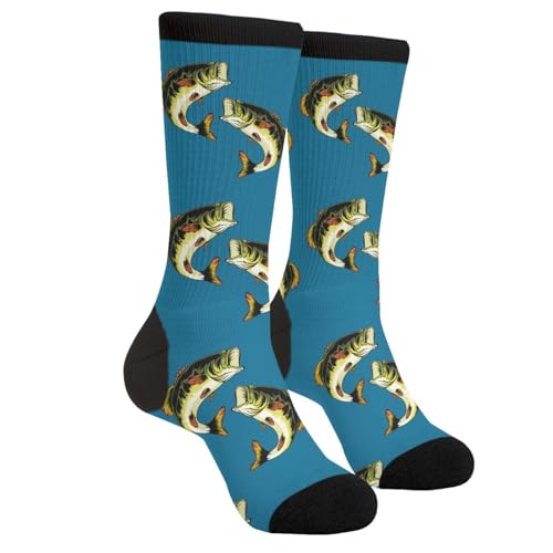 JIEKENMO Bass Fish Crew Socks Unisex Casual Dress Socks
