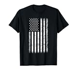 Black and White American Flag Vintage Style T-Shirt