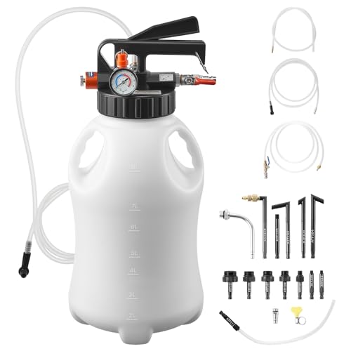 VEVOR Transmission Fluid Pump 8 L Pneumatic Oil Fluid Extractor ATF Refill Dispenser Transfer Pump with 15 ATF Adapters Oil Extractor Dispenser with HDPE Tank for Cars Boats Lawn Mowers