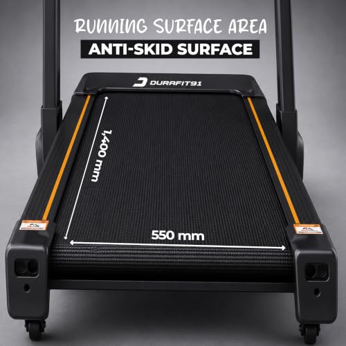 Image of Durafit91 Turbo | 7HP Peak BLDC Motorized Treadmill | 25 Level Auto Incline | Home Cardio | Max Speed 22 Km /Hr | Max User Weight 150 Kg | Black