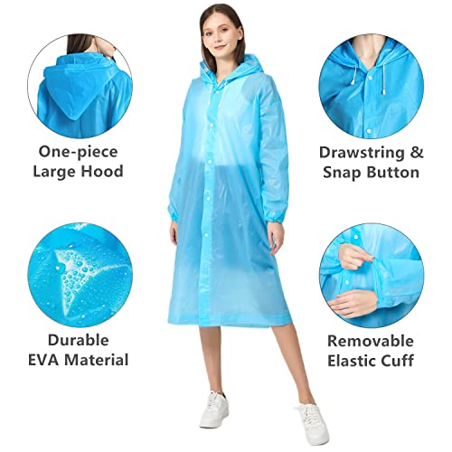 Image of Rain Poncho Raincoats for Adult Reusable - 2-5 Pack EVA Waterproof Rain Coat with Hood, Rain Gear for Men Women