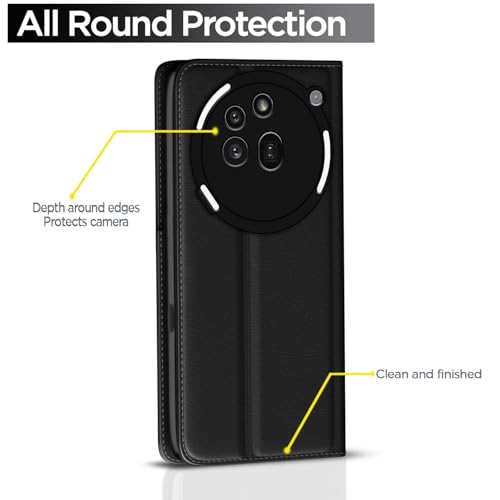 Image of WHITBULL Smart Magnetic Closer Flip Cover for Nothing Phone 3A Pro 5G (Black)