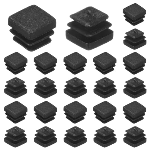 Image of M METERXITY 50-Pack Square Tubing End Caps, 0.4Inch /10mm Plastic Tube Plugs for Square Metal Tube /Chair Legs /Pipe Post /Furniture /Fence, Bumper Tubing Plug [Black]