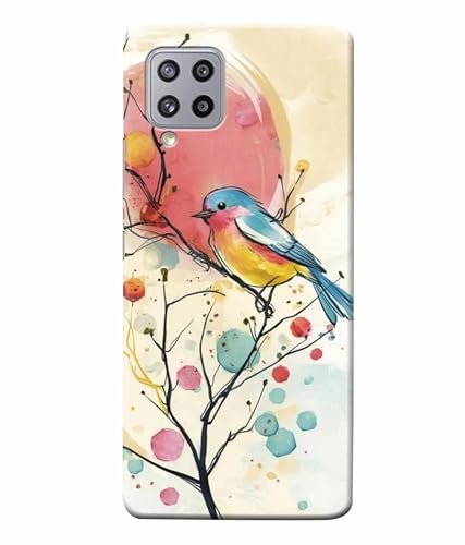 Image of Printed Hard Back Case Cover & Compatible for Samsung Galaxy F22 / Samsung Galaxy M22 | Birds Painting Art (Multicolor) - D1199