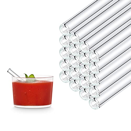 Halm Glass Straws 50x 10 cm Short Straight for Catering Reusable Drinking Tube for B52 Shot Glass Soup, Dishwasher Safe
