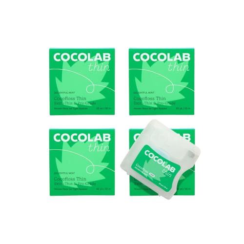 Image of Cocofloss Thin Dental Floss by COCOLAB, Tight Spaces, Mint Scent, 4-Pack