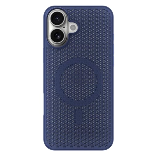 Image of Outlouders Back Cover for iPhone 17 | Honeycomb Cooling Design | Silicone Heat Dissipation | Mag-Safe Compatible | Shockproof Camera Protection Bumper Case (Blue Mag-Safe)