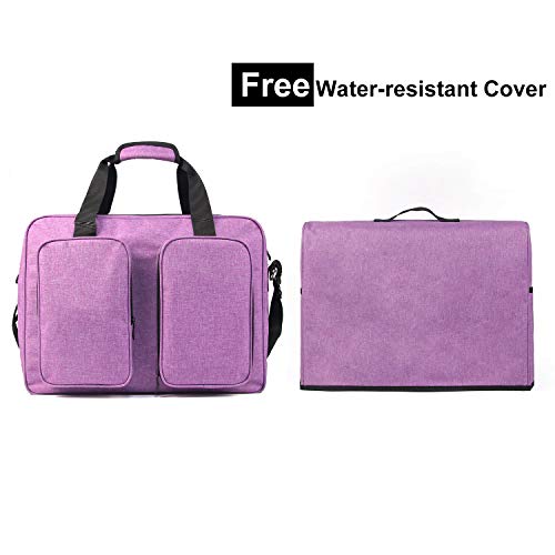 VOSDANS Travel Sewing Machine Bag with Cover, Travel Carrying Case with Removable Bottom Padding Pad for Most Most Standard Sewing Machine, Purple (Bag and Cover Only)