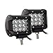 SKYWORLD 2 pezzi 4 Pollici 36W Barra di lavoro a LED Spot Luci antinebbia impermeabili 3600LM 6000K Baccelli bianchi a tripla fila LED per moto fuoristrada camion ATV Offroad veicoli 12V 24V