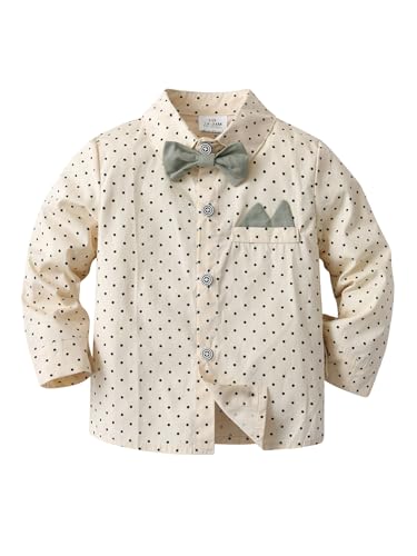 Boarnseorl Baby Boys Pants Sets,Infant Long Sleeve Shirt + Pants + Bow Tie + Suspenders,Toddler Gentleman Outfits3