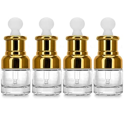 4Pcs High-grade Essential Oil Bottles Cosmetic Sub-bottle Dropper Bottle Vial Empty Refillable Glass Container for Essence Liquid Fragrance Aromatherapy Perfume Serum for Home Travel Use (20ml Style2)