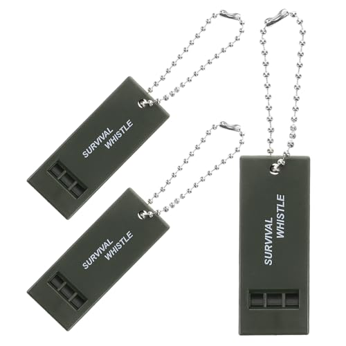 BRIGHTFUFU 3Pcs High Decibel Emergency Whistle Safety Survival Whistles with Beaded Chain for Outdoor Activities Hiking Boating Camping Lifeguard Alert