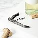 Viski Gunmetal Signature Double Hinged Waiters Corkscrew Wine Opener, Stainless Steel with Built-in Bottle Opener & Foil Cutter for Home Bar, Kitchen, Travel, Gifts for Wine Lovers, Set of 1, Black