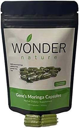 Gene’s Moringa Fine Green Powder 100 Veg. Capsules, High Potency, Energy Focus and Alert, Increase Immune Systym