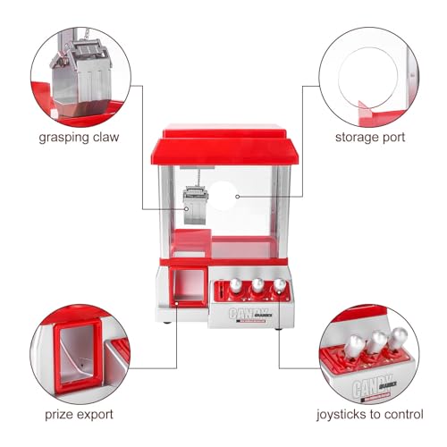 Dhouse Candy Grabber Süßigkeitenautomat Machine Dispenser Machine Spiel Candy Clip und Dispenser Grab Hand Slot Machine Rot