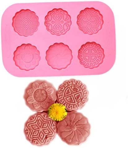 X-Haibei 6-Cavity Round Mixed Mooncake Chocolate Jello Soap Lotion Bar Silicone Mold 2oz
