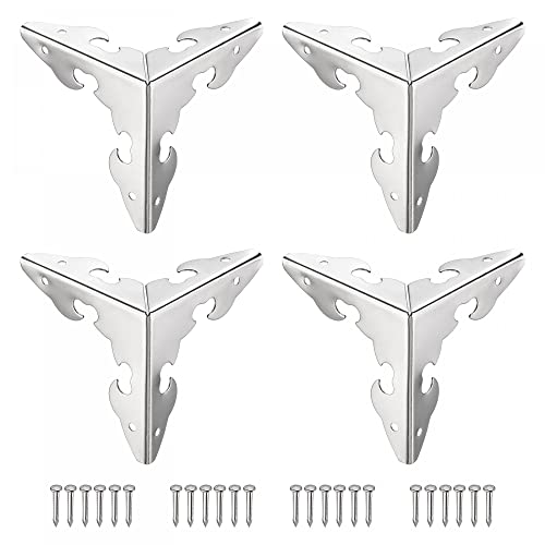 Image of uxcell 30x30x30mm Metal Box Corner Protectors Edge Guard Silver Tone 10pcs