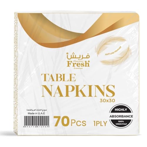 SNH Packing 1-Ply (Pack of 70) Paper Napkin Tissue Paper 30X30 Cm White Disposable Tissue Paper Napkins Sterilized Table Napkins Paper for Everyday Use