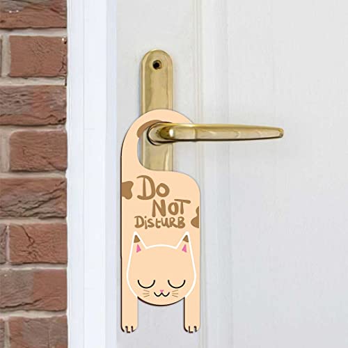 Image of CVANU Do Not Disturb Cat Shaped Wooden Door Sign Hanger Size(24cm x 8.5cm) cv64