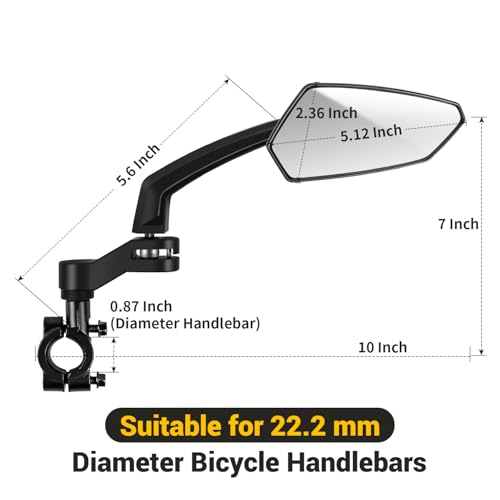 Addmotor Bike Mirrors, 1 Pair Bicycle Mirror Handlebar Mount, 360° Adjustable Rotatable Bike Mirror, HD, Safe Handlebar Rearview Mirror, Bike Accessories Bicycle Mirrors Set Blue