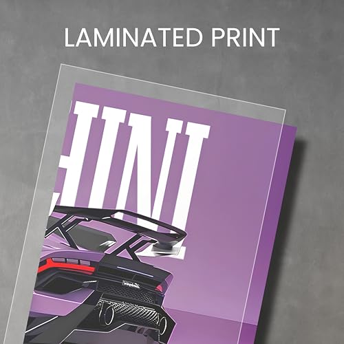 Image of Posternet Super Car Split Poster Set, 12 inch x 18 inch, Split Design Wall Decor Posters For Bedroom, Living Room, Office. (Lambo)