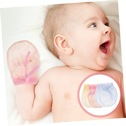 KESYOO 3pairs Newborn Mittens No Scratch Gloves for Months Soft Cotton Mittens Protection Newborn Hand for Boys and Girls3