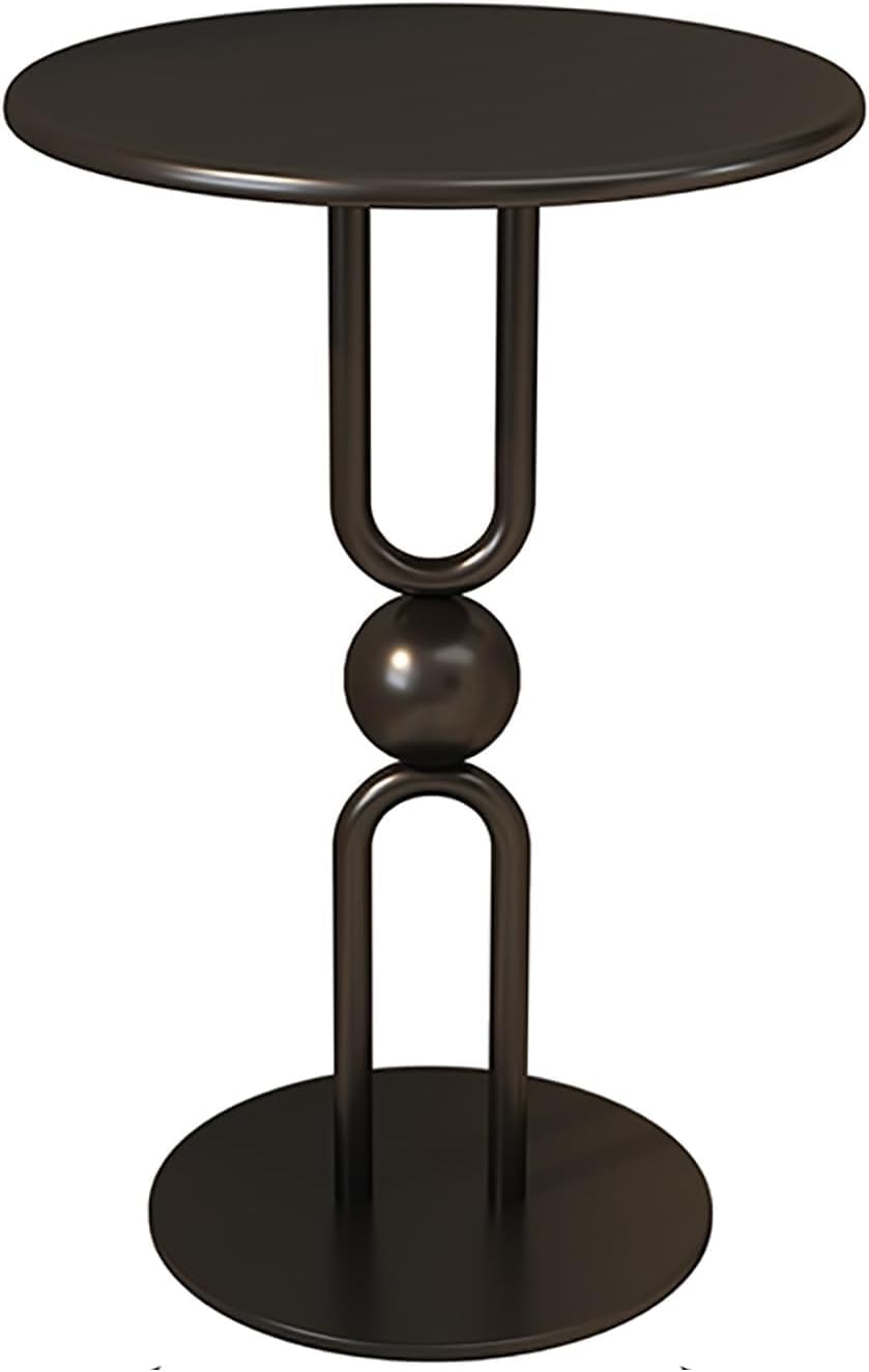 Table d'appoint ronde noire meuble compact pour chambre et salon