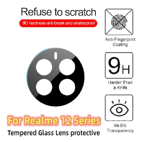 Image of ZARALA Glass Camera Lens Protector For Realme 12 Pro Plus 5G [9H Hardness] [6D Lens Protector ] [Easy Installation] Black (Realme 12 Pro+ 5G)