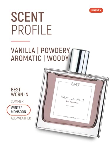 Image of EM5 Vanilla Noir Unisex Perfume | Vanilla Aromatic Woody Powdery Fragrance | Eau de Parfum Spray | Strong & Long Lasting Scent | Luxury Gift for Him & Her | 50ml