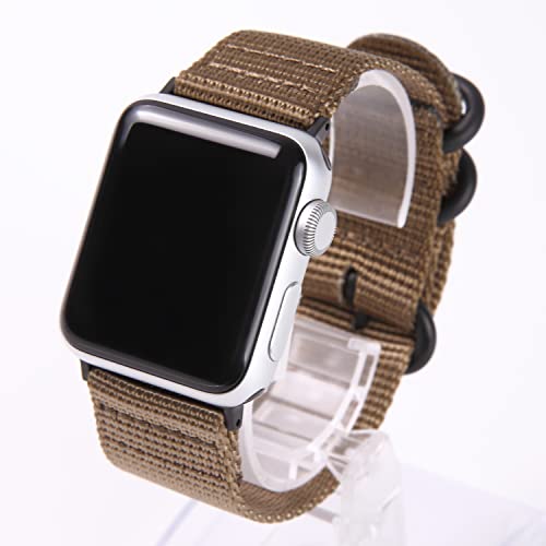 Airself Apple Watch 対応ベルト コンパチブル 時計バンド NATOベルト アップルウォッチ交換ストラップ iWatch 38mm 40mm 42mm 44mm Watch Series 6/SE/5/4/3/2/1に対応 (38mm/40mm/41mm, ライトブラウン(黒バックル))