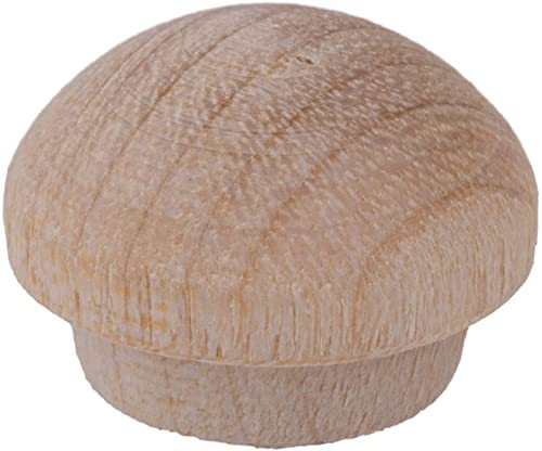 Image of Mushroom Birch Screw Hole Button Plugs | 1 /2 inch Diameter | Pack of 50 Approx. | Wood Turned End Grain Round Mushroom Head with Shoulders | UA-092-BW