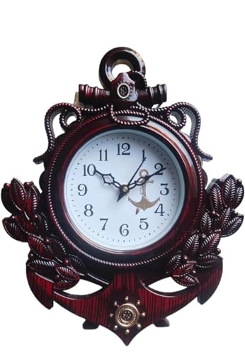 Image of Cherry Wall Non-Ticking Round Wall Clock Modern Modern Design Clock for Living Room, Bedroom, Kitchen and Office Large Wall Clock for Home Dcor (Dark Brown-31x12)