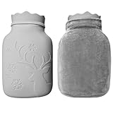 JEEYING ゆたんぽ シリコン湯たんぽ 大容量 1.1L 電子レンジ専用 柔らかく洗える 電気不要 保温カバー付き 防爆仕様 防寒グッズ 腰温めに最適 冷え対策 生理期最適 ギフト （ヘラジカのパターン）