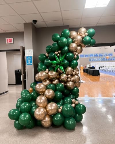 Image of Green and Gold Balloons,60Pcs Green Balloons | 12in Latex Balloon for Birthday, Graduation, St. Patrick's Day, Jungle Party Decorations