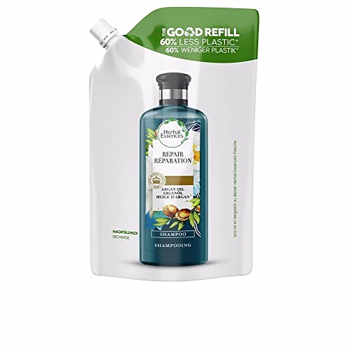 Herbal Essences Repair Argan Oil Shampoo for Damaged Hair in a Refill Pouch, Sustainable Gift Set with 60% Less Plastic, 480 ml