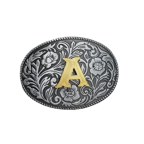 Hebilla vaquera plata inicial para cinturón un regalo ovalado grande de rodeo