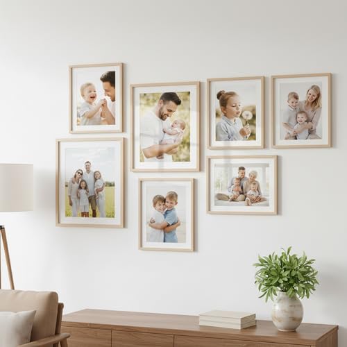 Image of kotart Photo Frame For Wall Decor | Wooden Frames For Wall Decoration | Aesthetic Collage Picture Frames | Rectangular Photo Frame For Home Decor Office | Set of 7
