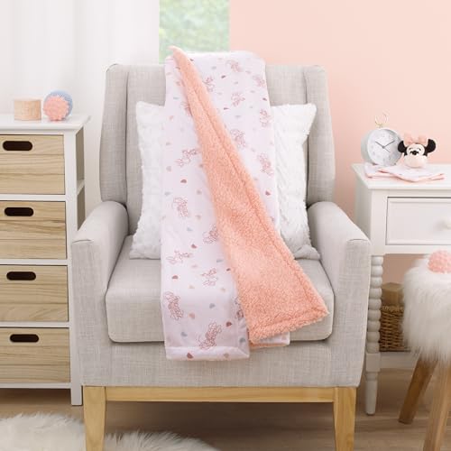 Image of Disney Minnie Mouse White, Light Blue, and Peach Super Soft Sherpa Baby Blanket with Daisy Duck