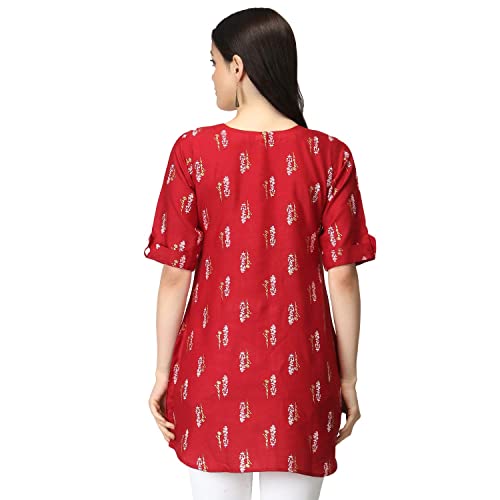 Image of Leriya Fashion Rayon Fabric Printed Round Neck Short Kurtis for Women Top Dresses Kurti for Girls & Ladies Kurtis (Pack of 2)
