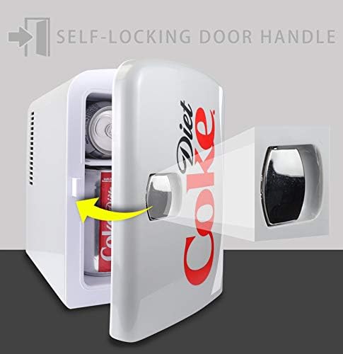 Coca-Cola Diet Coke 4L 6 Can Portable Cooler/Warmer, Compact Personal Travel Mini Fridge for Snacks Lunch Drinks Cosmetic, Includes 12V and AC Cords,Desk Accessory for Home Office Dorm Car Boat (Gray)