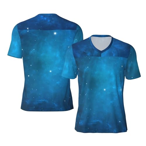 Stylish Athletic Sports Jersey Blue-Starry-Sky-Galaxy Men's Rugby Jersey Xx-Large