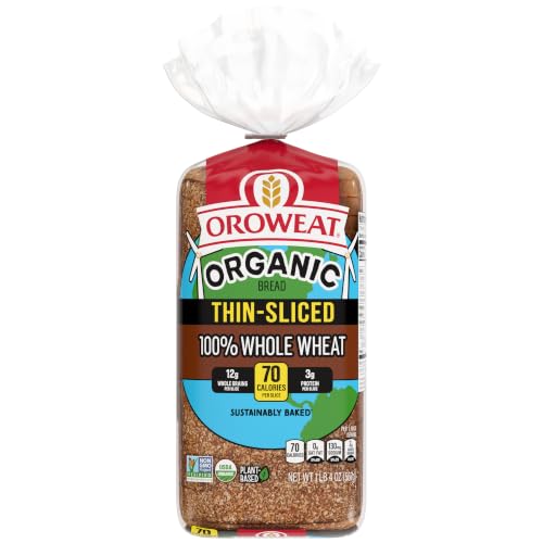 Oroweat Organic Whole Wheat Bread, Thin Sliced Wheat Bread, 20 oz Bag