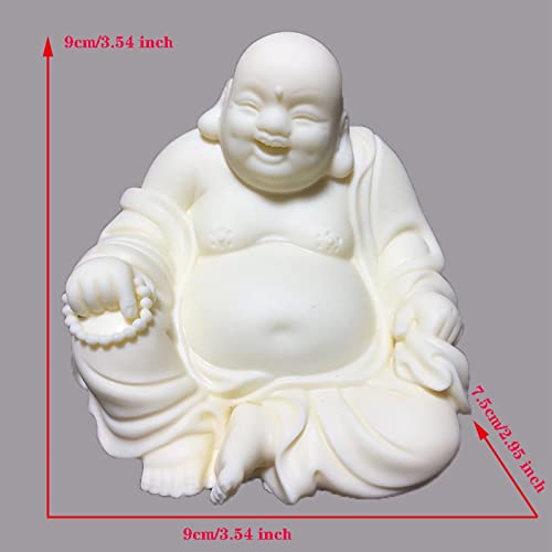 zunibo White Laughing Buddha Statue for Home Office Decor,Small Buddha Figurine Ornaments for Feng Shui Good Luck, Wealth and Happiness
