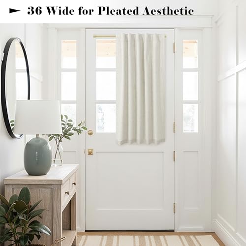 Image of KOUFALL Cream Beige Back Tab Linen Blackout Curtains 36 by 40 for Bedroom